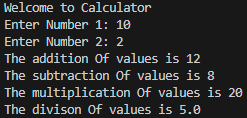 Python Calculator Output